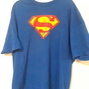 c - VTG. RARE 90'S SUPERMAN 2XL BLUE T SHIRT